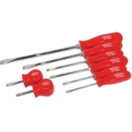 K-TOOL INTERNATIONAL 8-Piece Phillips and Slotted Screwdriver Set with Red Handles KTI19800